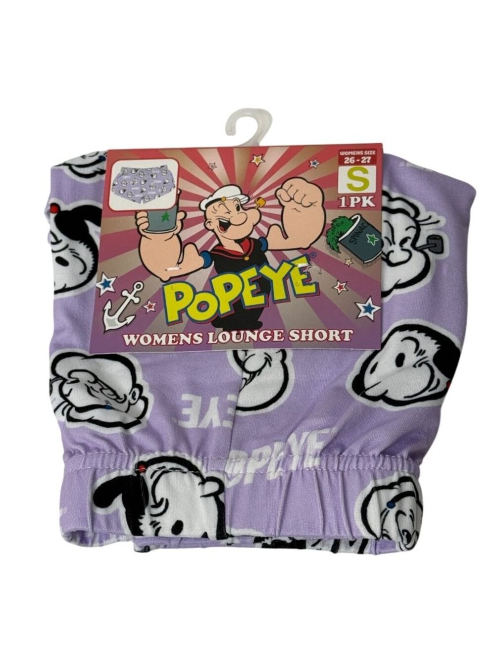 Popeye Purple Lounge Shorts Womens Small Cartoon Sleep Shorts NWT